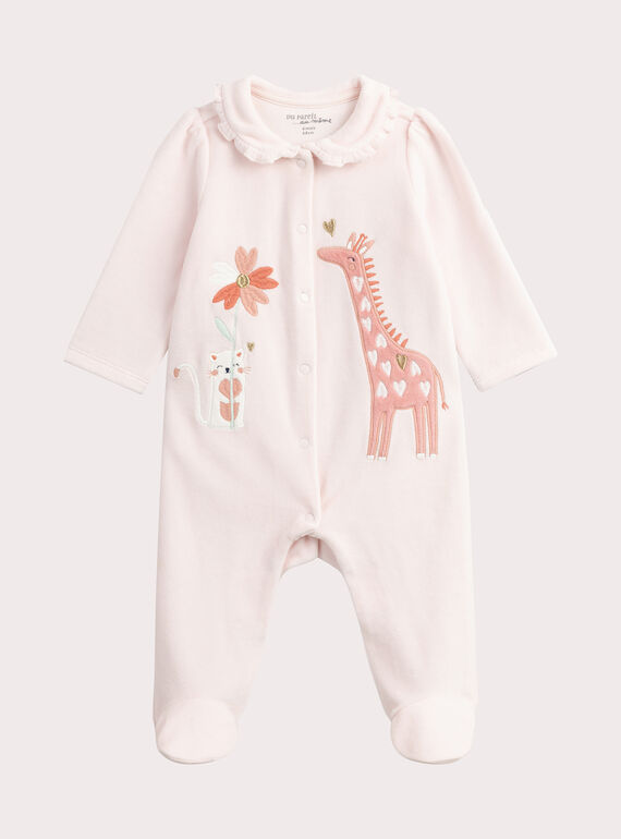 Pale pink sleeper with animal animation for baby girl  VEFIGREGIR / 24WH1371GRE301