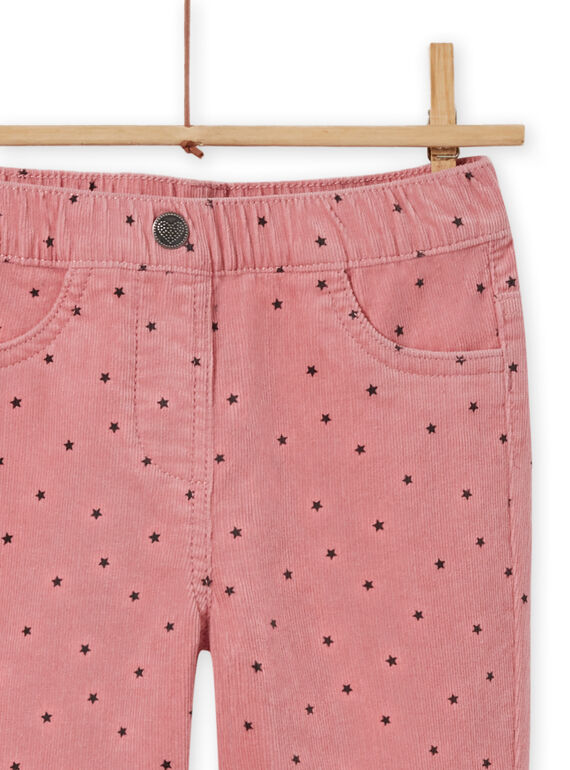 Girl's pink polka dot corduroy pants MAJOVEJEG3 / 21W901N3PANH700