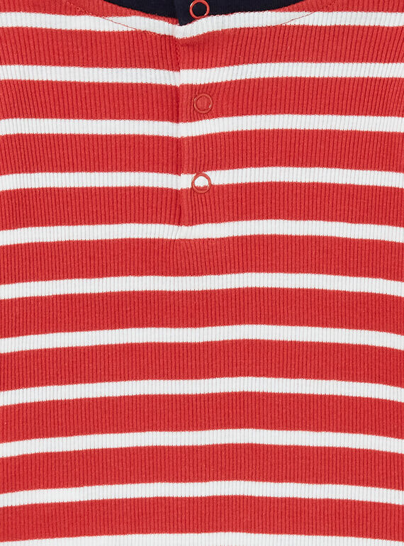 Red and white striped cotton t-shirt baby boy LUJOTEE5 / 21SG1031TML410