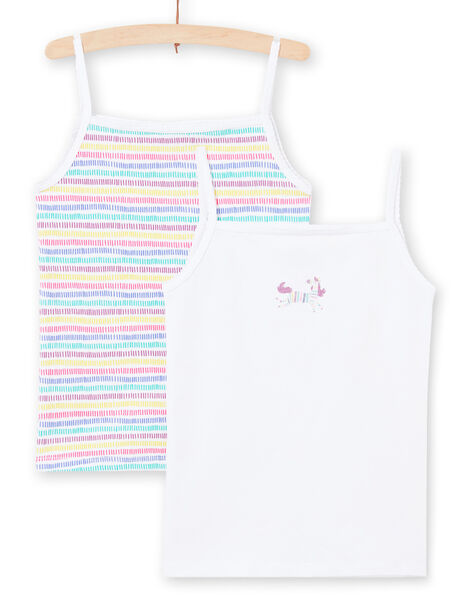 Set of 2 assorted white and multicolor tank tops for baby girl MEFADELIC / 21WH11B1HLI000
