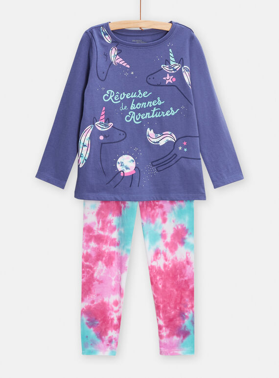 Girl's phosphorescent unicorn pyjamas TEFAPYJREV / 24SH1147PYJC202