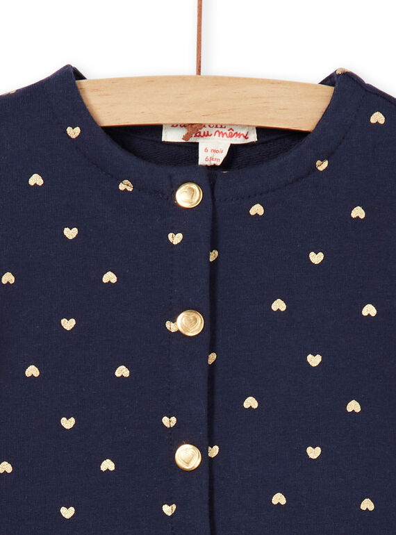 Navy blue and gold vest with baby girl heart print LIJOCAR3 / 21SG0942CAR070