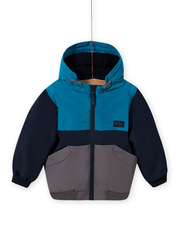 Baby boy three-colored hooded jacket MOGROBLOU3 / 21W90252BLOC243