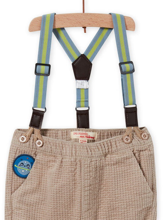 Baby boy plaid pants with striped suspenders MUPLAPAN2 / 21WG10O2PAN817