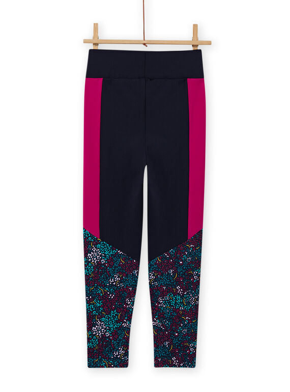 Girl's navy blue floral print legging MAJOBAJOG4 / 21W90119PANC205