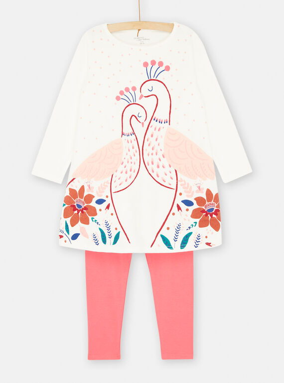 Ecru and pink pyjama set SEFACHUPEA / 23WH1152CHN003