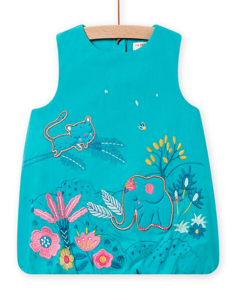 Baby girl turquoise embroidered poplin ball dress NIGAROB2 / 22SG09O3ROB202