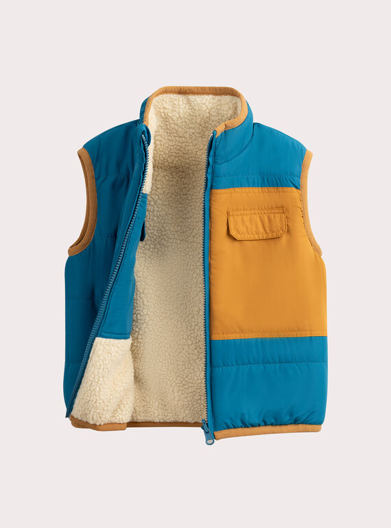 Reversible ecru sleeveless jacket for boys  VOKLIGIL / 24W90241GIL009