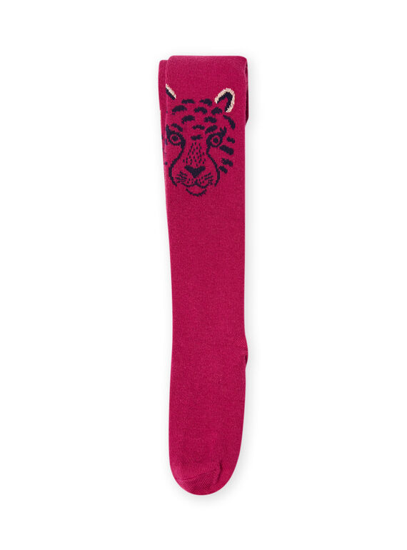 Pink tights with tiger pattern child girl MYATUCOL2 / 21WI01K1COLD312