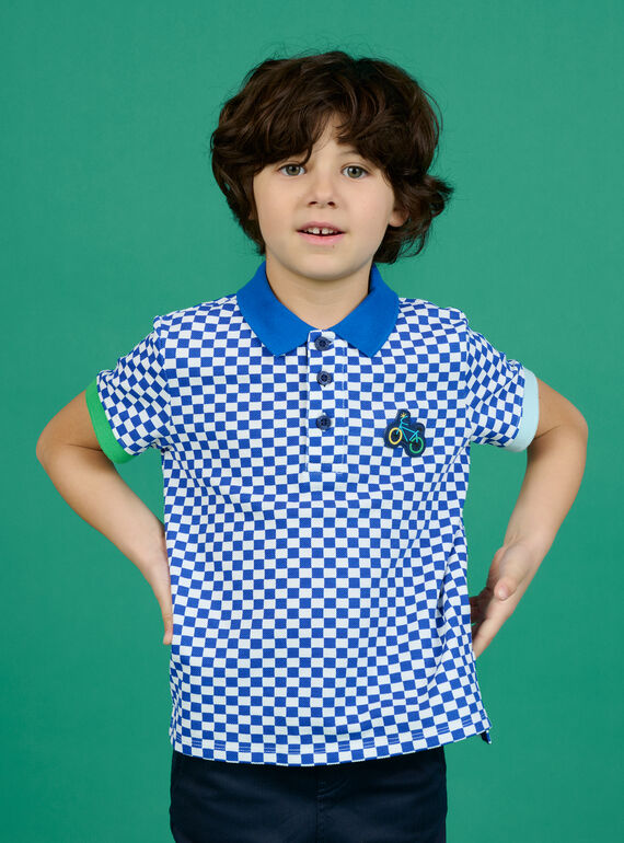 Blue checkered polo shirt child boy NOGAPOL / 22S902O1POL000