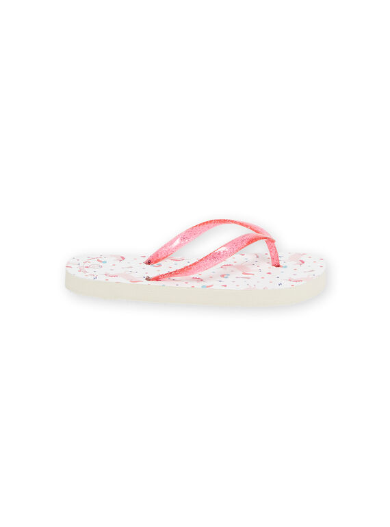 White and pink flip flops with unicorn and fantasy print child girl NATONGLICOR / 22KK3582D01099