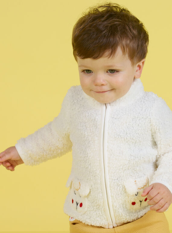 Baby boy's ecru vest with sheep print MUMIXGIL / 21WG10J1GIL001