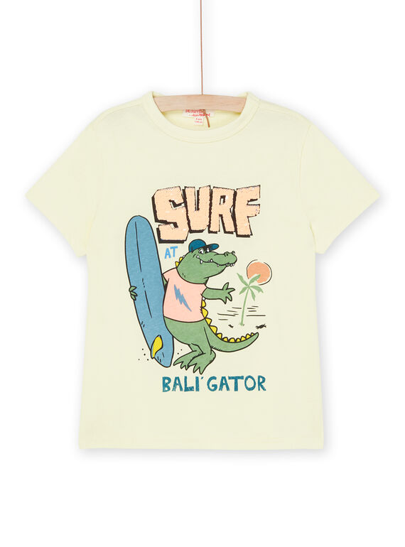 Yellow T-shirt with aligator pattern ROEXOTI1 / 23S902V3TMC103