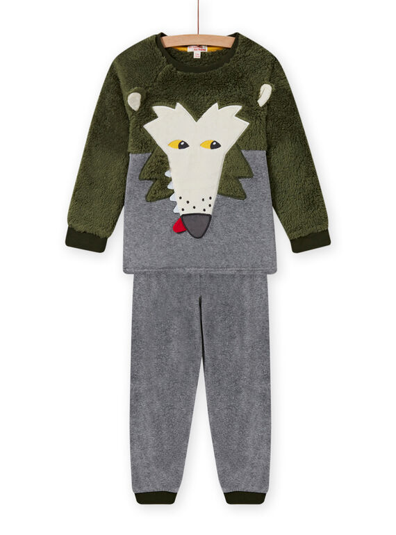 Child boy wolf pajama set in soft boa MEGOPYJBOA / 21WH1294PYJ628