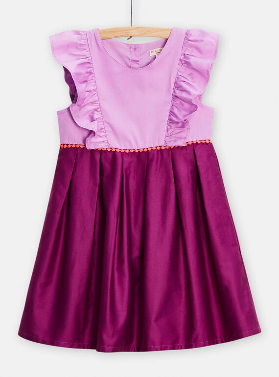 Girl's two-tone purple dress TAPAROB4 / 24S90123ROB326