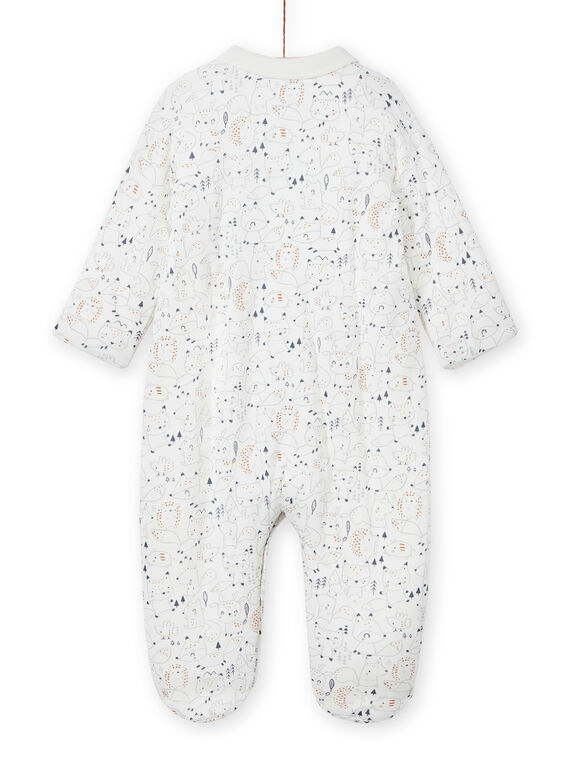 Mixed birth romper in ecru with fantaise print collar MOU1GRE3 / 21WF0441GRE001