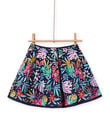Girl's reversible skirt, midnight blue with floral print MAPLAJUP1 / 21W901O1JUPC202
