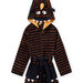 Child boy's night blue striped robe with monster pattern