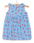 Baby girl white stripes and cherry print dress NIPLAROB1 / 22SG09K2ROB000