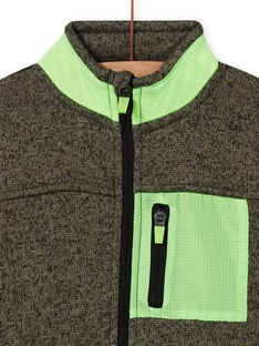 Boy's khaki mottled vest with neon green inserts MOJOGITEK4 / 21W90211GILG631