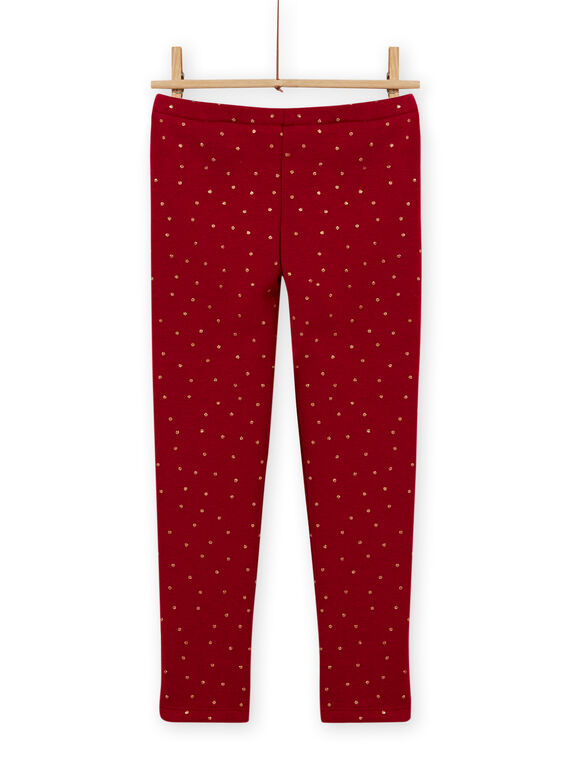 Girl's carmine red legging with polka dots MAJOLEG2 / 21W901N5PANF504