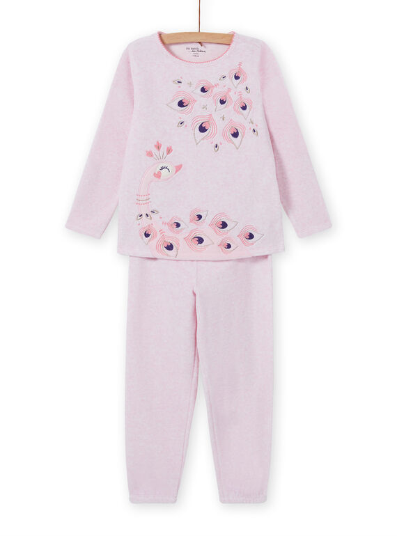 Pink pyjama set with peacock motif, baby girl MEFAPYJPEA / 21WH1132PYJD314