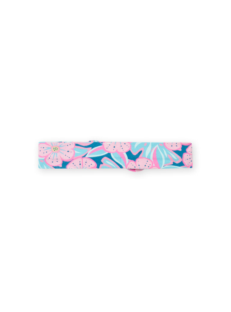 Blue and pink headband with baby girl flower print NYIFICBAN / 22SI09U1BAN215