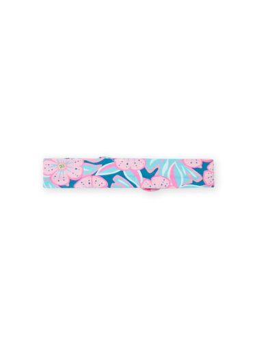 Blue and pink headband with baby girl flower print NYIFICBAN / 22SI09U1BAN215
