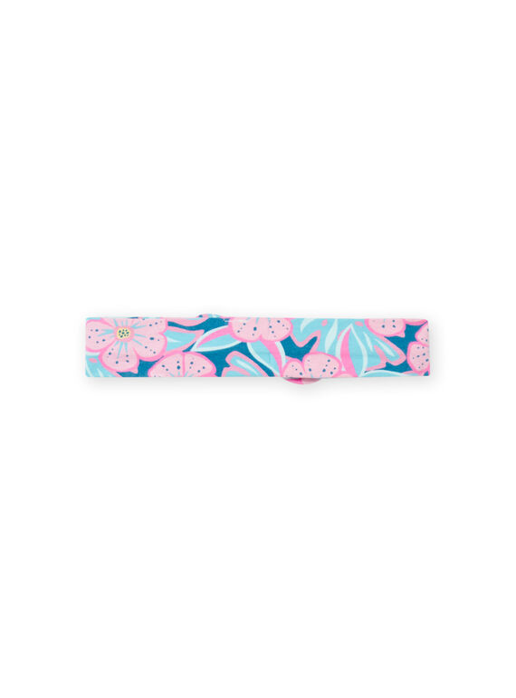 Blue and pink headband with baby girl flower print NYIFICBAN / 22SI09U1BAN215