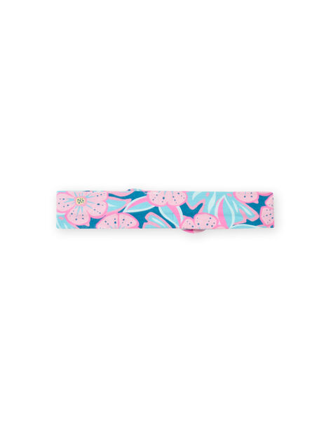 Blue and pink headband with baby girl flower print NYIFICBAN / 22SI09U1BAN215