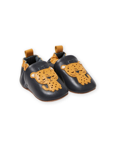 Blue leather slippers baby boy tiger MUCHOLEO / 21XK3823D3S070