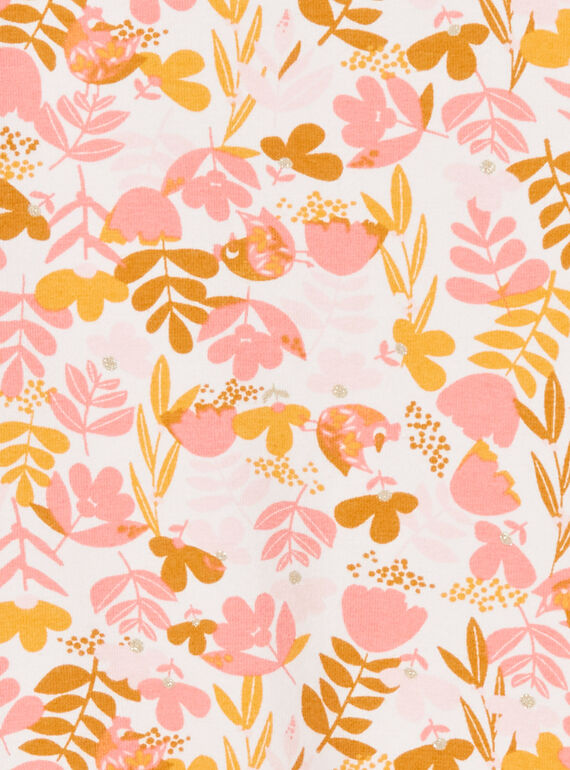White and pink sleepsuit printed baby girl jersey flower print LEFIGREAOP2 / 21SH135CGRE632