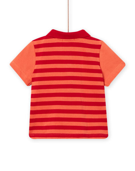 Baby boy orange and red striped polo NUFLAPOL / 22SG10R1POL405
