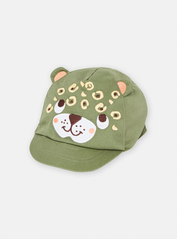 Green teddy bear cap for baby boys TYUJA1CASQ / 24SI10E3CHA604