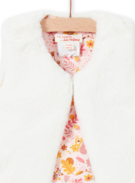 Off white faux fur vest baby girl MISAUCAR1 / 21WG09P1CAR001