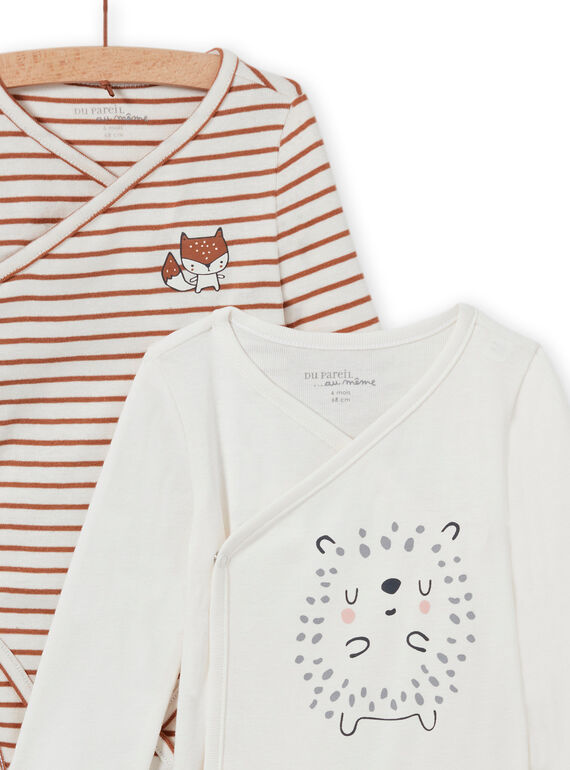 Mixed birth 2 long sleeved double-breasted bodysuit with hedgehog design MOU2BOD2 / 21WF04D1BOD001