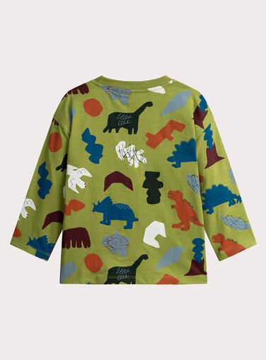 Dinosaur printed apple green T-shirt for boys  VOKLITEE3 / 24W90244TML617