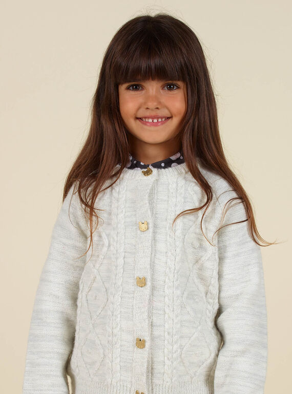Girl's ecru sequin knitted cardigan MAHICAR / 21W901U1CAR003