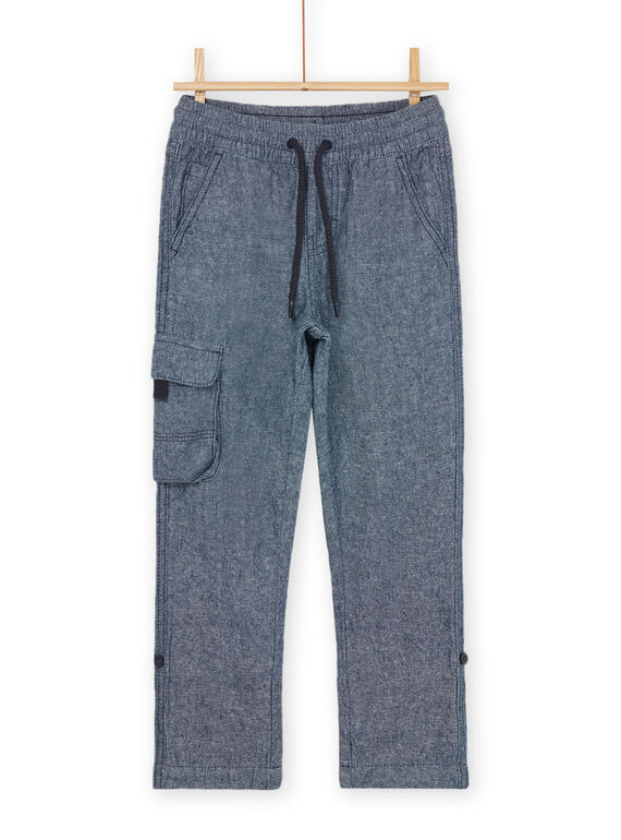 Midnight blue linen and cotton blend pants ROBALPAN / 23S902W1PAN705