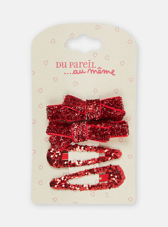 Set of 4 shiny red barrettes for girls SYAJOCLIP9 / 23WI01S2BRTF529