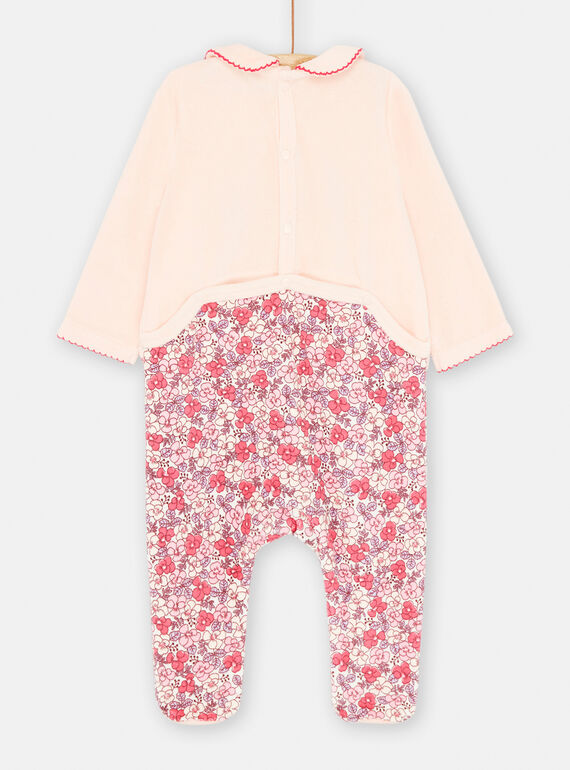 Pink and purple romper with floral pattern SEFIGRELIB / 23WH1352GRED328