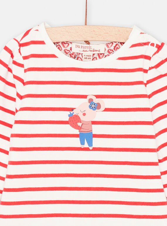Baby girl red and white reversible T-shirt SIFORTEE / 23WG09K1TML001