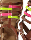 Girls' smart fluo leather sandals FFSANDVIA / 19SK35C7D0E030