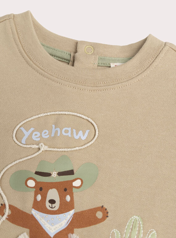 Baby boys' hazelnut sweatshirt WULANSWE / 25SG1042SWE821