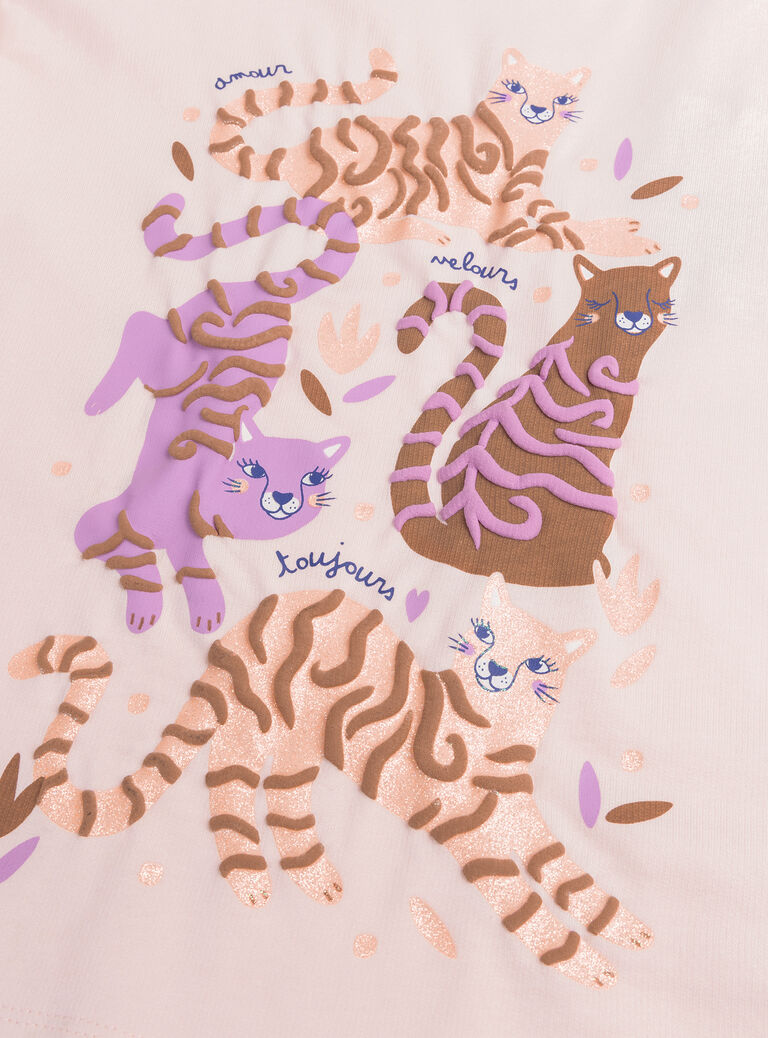 Girls' plain ecru pyjamas WEFAPYJTIG / 25SH1194PYJ114