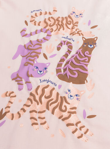 Girls' plain ecru pyjamas WEFAPYJTIG / 25SH1194PYJ114