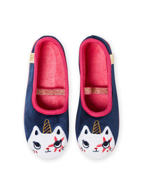 Slippers navy blue unicorn cat design child girl MAPANTCATLIC / 21XK3534D07070
