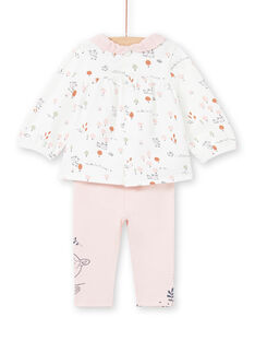 White blouse and pink leggings fancy print birth girl MOU1ENS2 / 21WF0341ENS001