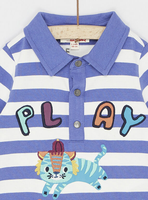 Eggplant polo with stripe print SULINPOL / 23WG10H1POL718