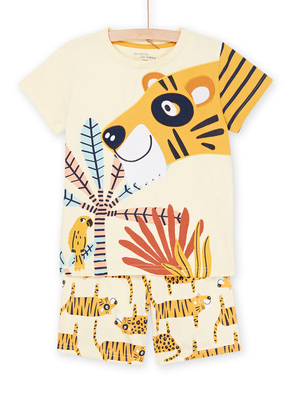 Pale yellow pyjamas with tiger print and pattern REGOPYCTIG / 23SH12H9PYJ103